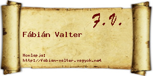 Fábián Valter névjegykártya